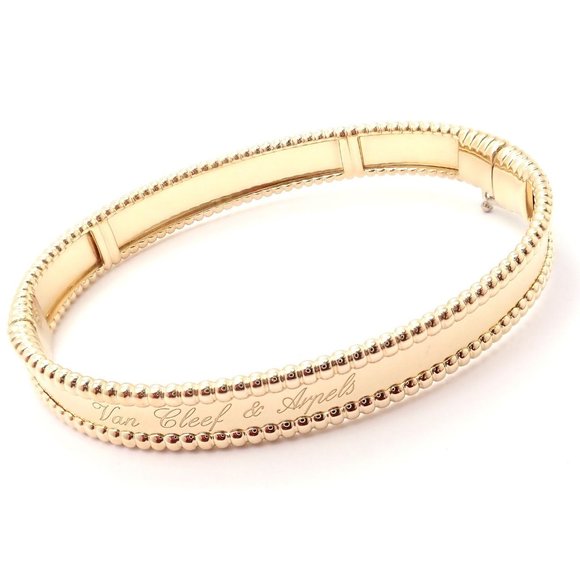 Authentic! Van Cleef & Arpels Perlee 18k Yellow Gold Medium Size Bangle Bracelet - Picture 1 of 7